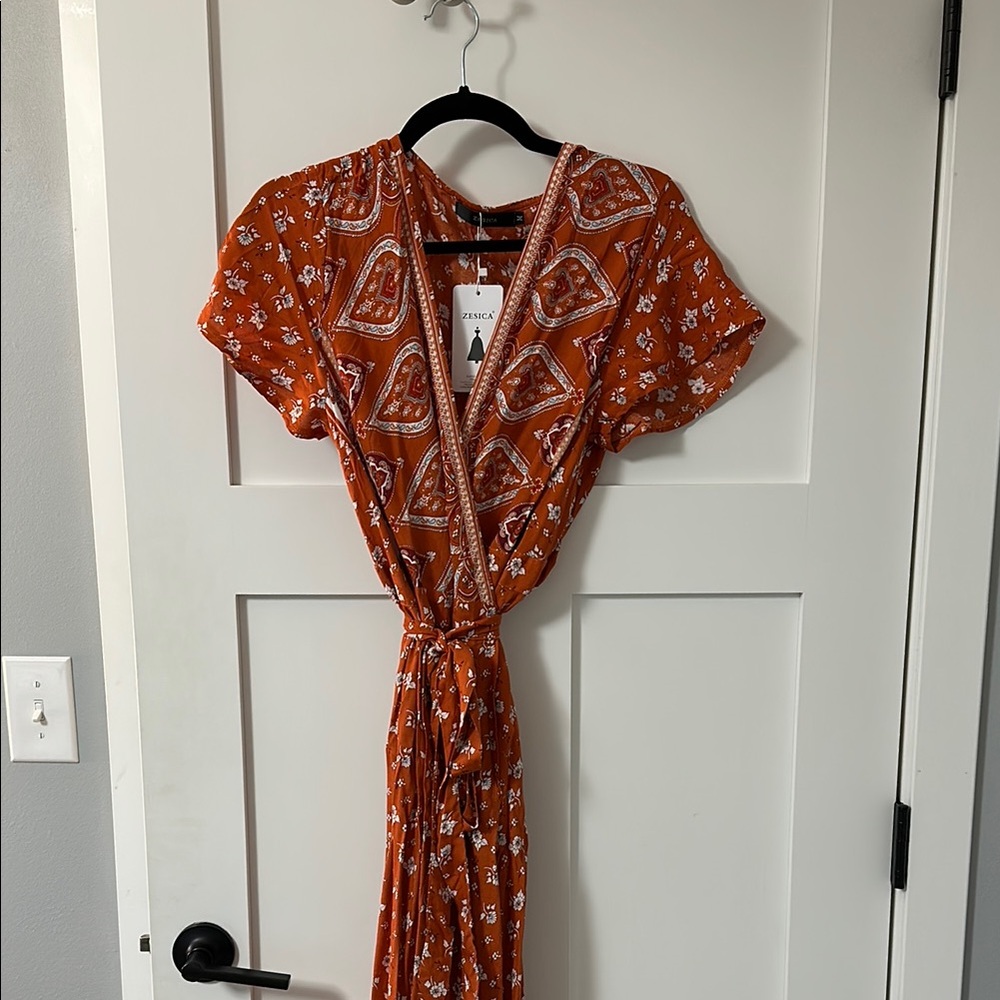 Women's Orange Wrap Dress